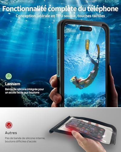 Coque étanche iPhone 16 Plus et Pro Max pochette natation sous-marine
