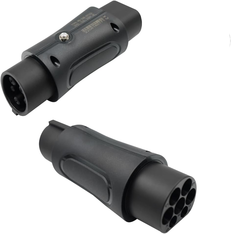 Type 2 to Type 1 Ev Charging Cable Car Charger Adapter - 32A 7.2 kW Type 2 (Power supply side) to Type 1 （car port）- 1-Phase Black Connector With Protective Case