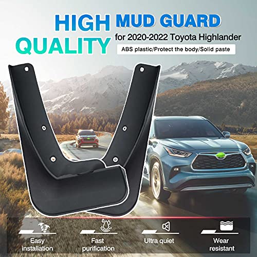 Image of Autorder Mud Flaps Splash Guards for Toyota Highlander 2020-2025 2026 Accessoreis Mudflap Fender Flares Front and Rear Mud Guard Set 4PCS