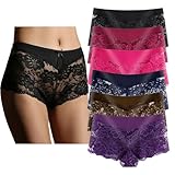 YaoKing Women's Underwear Regular & Plus Size Panties Lace Boyshort Hipster Cheeky Panty- 6 Pack (6 Pack-B9144, XL)