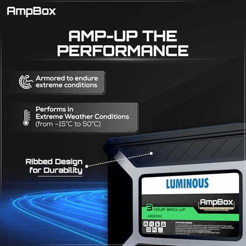 Image of Luminous Ampbox AB18060 Gel Battery for Home, Office & Shops | Tall Tubular Battery | 3hr Backup | Maintenance Free | German Technology | Durable & Reliable | 60 Months Warranty by Luminous