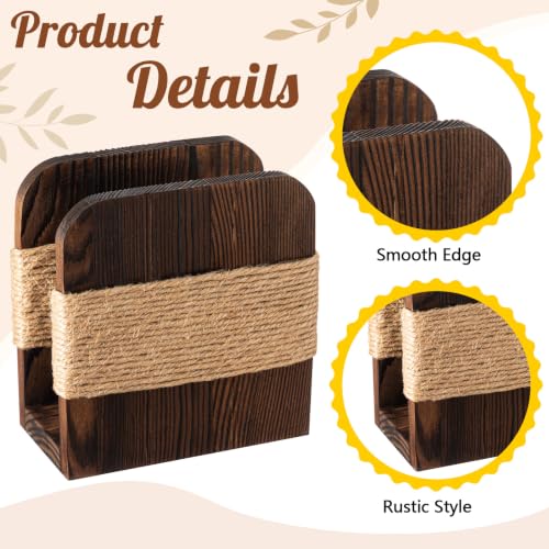 Image of Natural Wooden Napkin Holder, Farmhouse Style, Brown