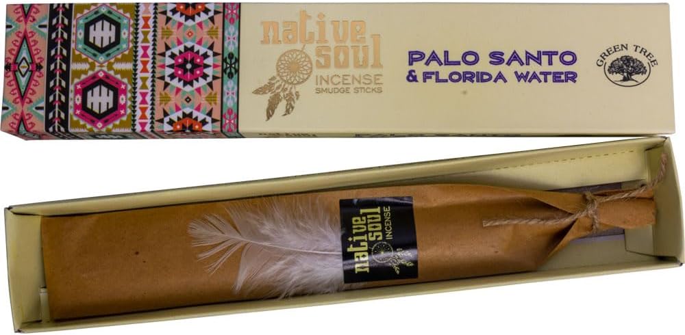 Kheops International Native Soul Incense Smudge Sticks, Pack of 12, 15 Grams, Palo Santo and Florida, Brown, 73104