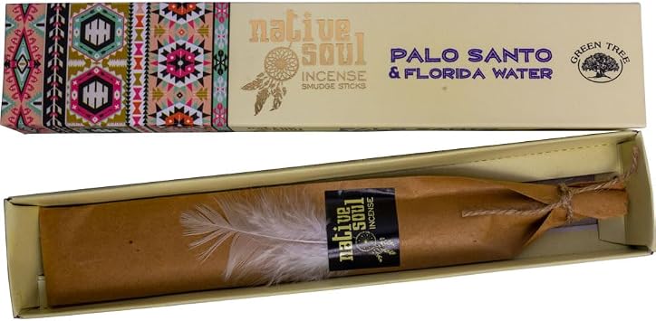 Kheops International Native Soul Incense Smudge Sticks, Pack of 12, 15 Grams, Palo Santo and Florida, Brown, 73104