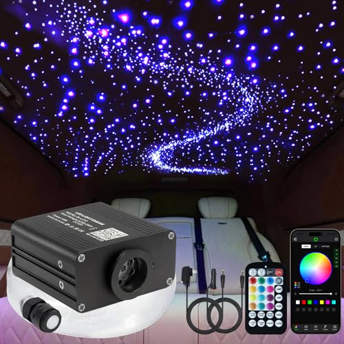 Image of FIREWORK Starlight Headliner Kit,16W Twinkle RGBW Fibre Optic Lights Star Ceiling Light for Home & Car Ceiling Headliner Decoration with Music+APP+Remote Control 420pcs*(0.03in+0.04in+0.06in)*9.8ft /3m