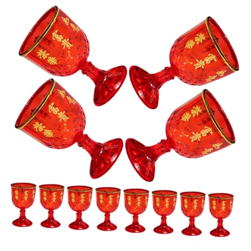 CLISPEED 12 Piezas copa vasos de plastico para fiesta vaso de san valentin vasos rojos para fiesta tazas de fiesta nupciales tazas de plástico para beber tazas de té chino el plastico