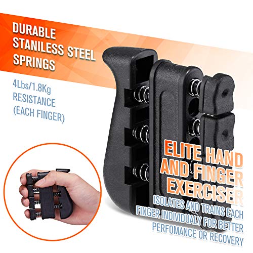 Hand Grip Strengthener Workout Kit (5 Pack), 11-132 Lbs Adjustable Resistance Smart Counting Forearm Grip Exerciser, Finger Exerciser, Finger Stretcher, Grip Ring, Stress Relief Grip Ball - Thumbnail 3