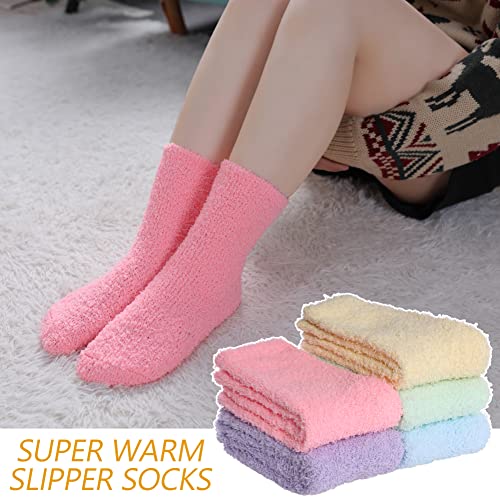 Image of MQELONG Womens Super Soft Fuzzy Cozy Home Sleeping Socks Microfiber Winter Warm Slipper Socks