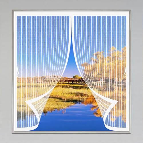 �Ԍ˃J�[�e�� �}�O�l�b�g 114 x 101 cm �����ē������}�W�b�N�e�[�v���ΒʋC�h����ƊȒP�֗������ŕ܂銷�C�΍�n�G�Ȃǂ������O�l�g���Ԍˑ��L�A�p�x�����_�T�V�h�A�J���ɓK�p, �z���C�g