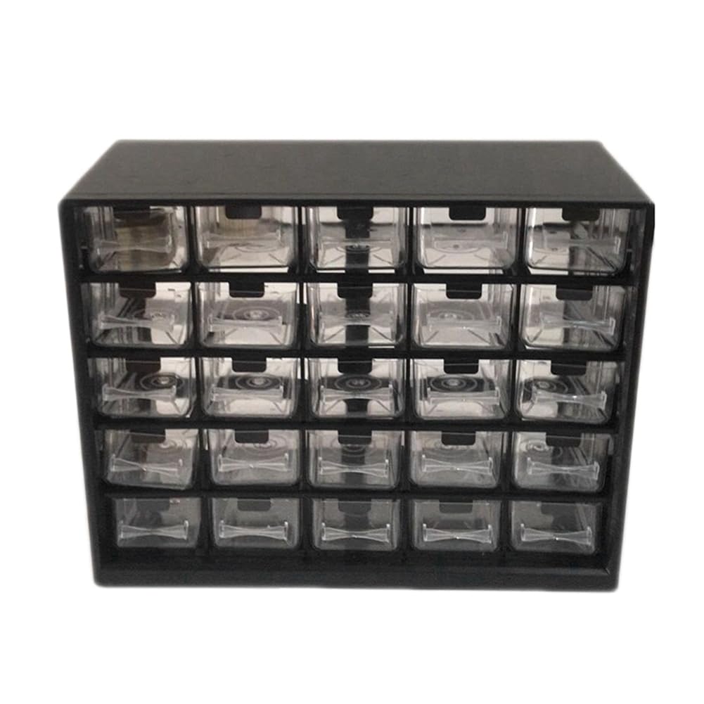 Lorrgasw 25Pc Combined Transparent Drawer Storage Cabinet Detachable Black Parts Box Hardware Sorting Box