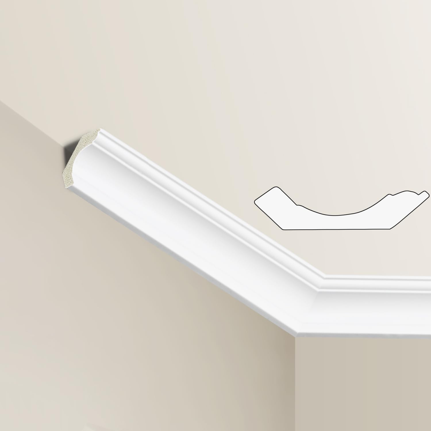Photo 1 of Ceiling Crown Molding Trim, 10 Pack High Impact Polystyrene Decorative Ceiling Moulding, 40 Ft Total Length (48x2.3in,White)