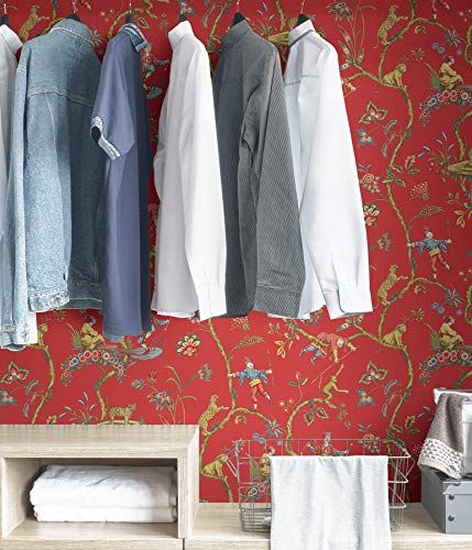 NuWallpaper x Scalamandre Red Tomato Chinoise Exotique Self Adhesive Wallpaper, SCS3844 - Thumbnail 4