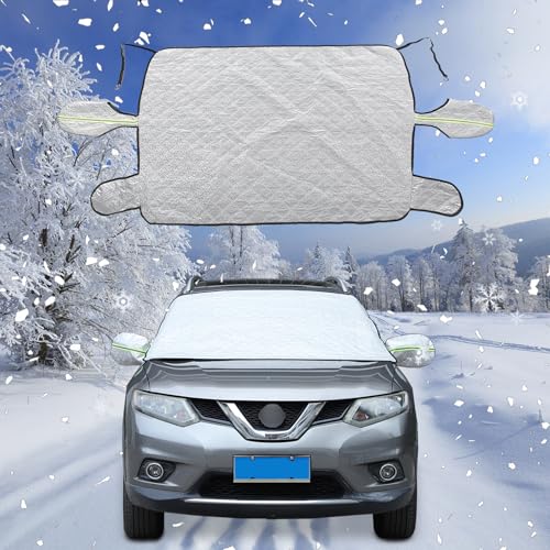 Image of Windshield Snow Cover Compatible with X-Trail 2014-2024, Car Snow Cover, Front Windshield Sunshade, Exterior Windscreen Sun Shade, UV-Rays Sun Ice Snow Frost Protector, 4-Layer Windshield Cover