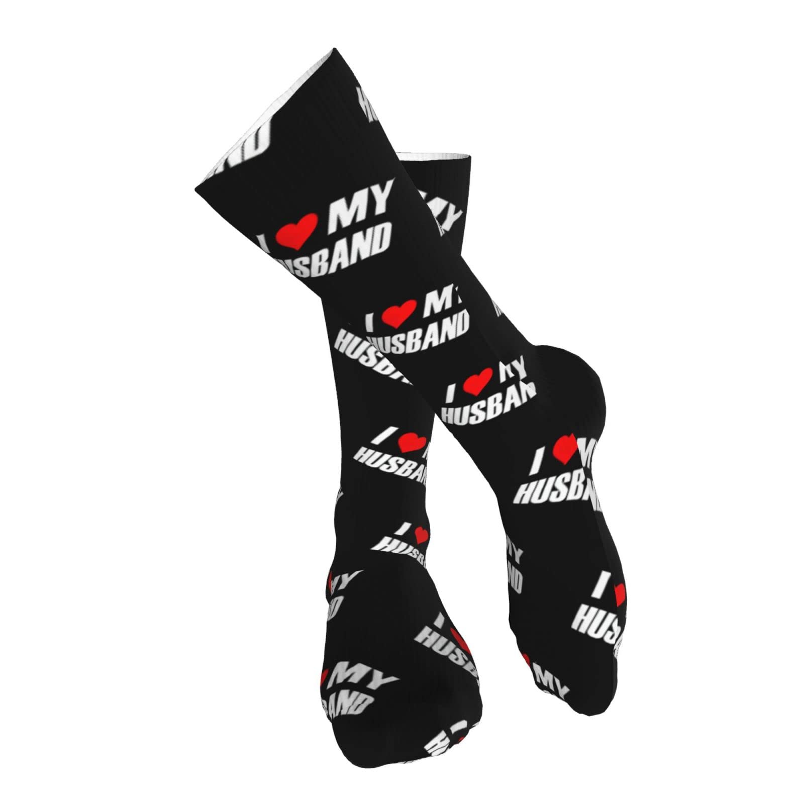 AOOEDM I Love My Husband Socks Winter Spring Warm Thick Crew Socks Moisture Wicking Compression Athletic Socks For Mens Womens Teens 20 Inch