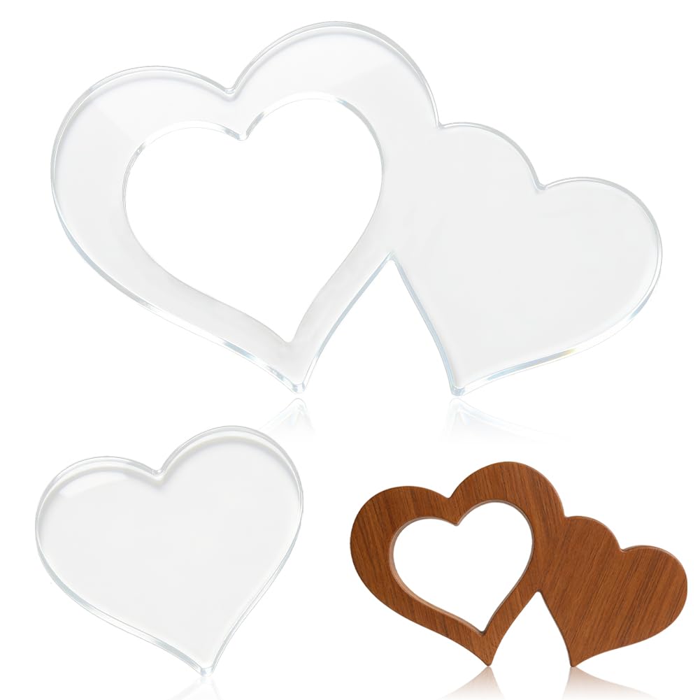 INFUNLY Double Heart Router Template 5mm Thick Acrylic Heart Router Templates 11x6.7 Inch/27.9x17cm Clear Router Inlay Template Decorative Carving Acrylic Stencils for Woodworking DIY Crafts — image 1