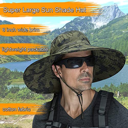 Image of HUAMULAN Wide Brim Sun Hats Men and Women Bucket Safari Fishing Hat for Hiking Garden Lawn Work Camping Outdoor