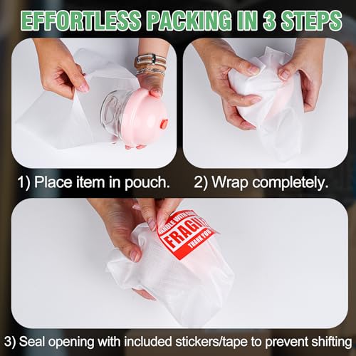 540Pcs Dish Packing Supplies for Moving, 270 Cushion Foam Wrap Pouches & Sheets 4 Sizes (16x12", 12x12", 12x7.8", 7.8x7.8") with 70 Fragile Stickers Plate Packing Sleeves for Fragile Shipping Storage by Inchoco - Image 3