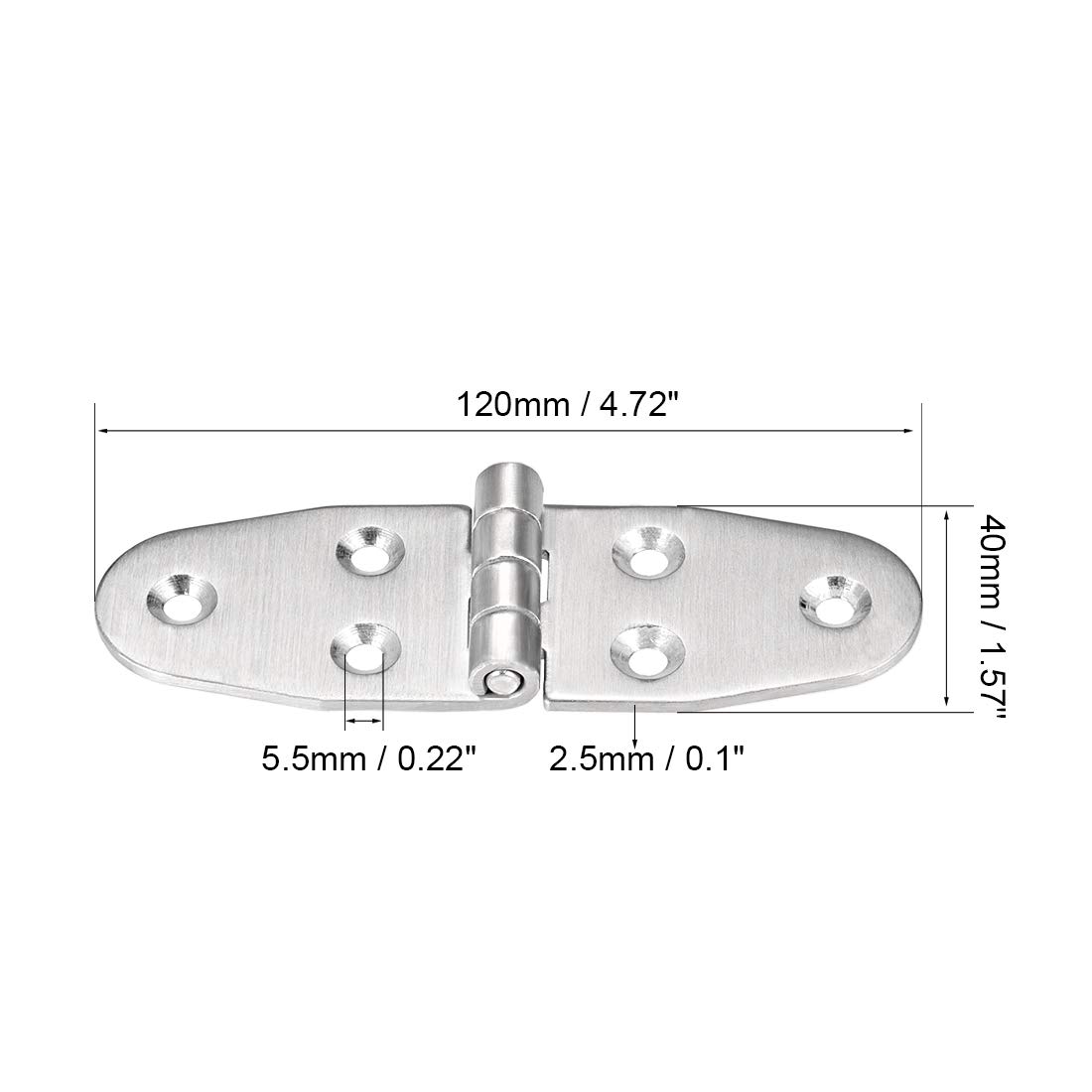 Paumelle De Porte En Acier Inox 304 Uxcell – 120mm, Finition Brossée, Lot De 1