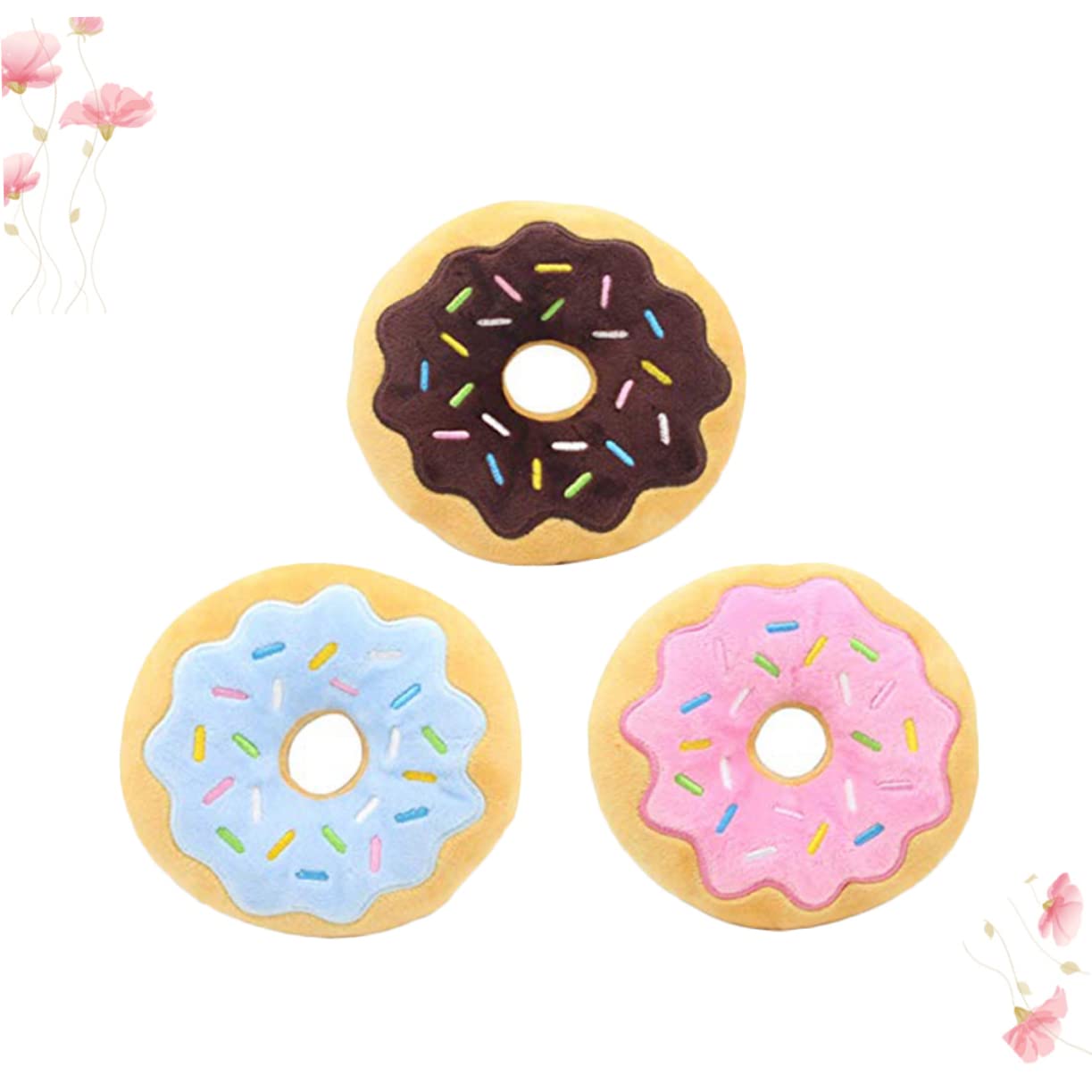 Housoutil 9pièces Jouets à Mâcher Peluche pour Chiens Jouet Forme De Donut avec Squeaker pour Chiots Couleurs Aléatoires pour Entraînement Mastication des Animaux De Compagnie