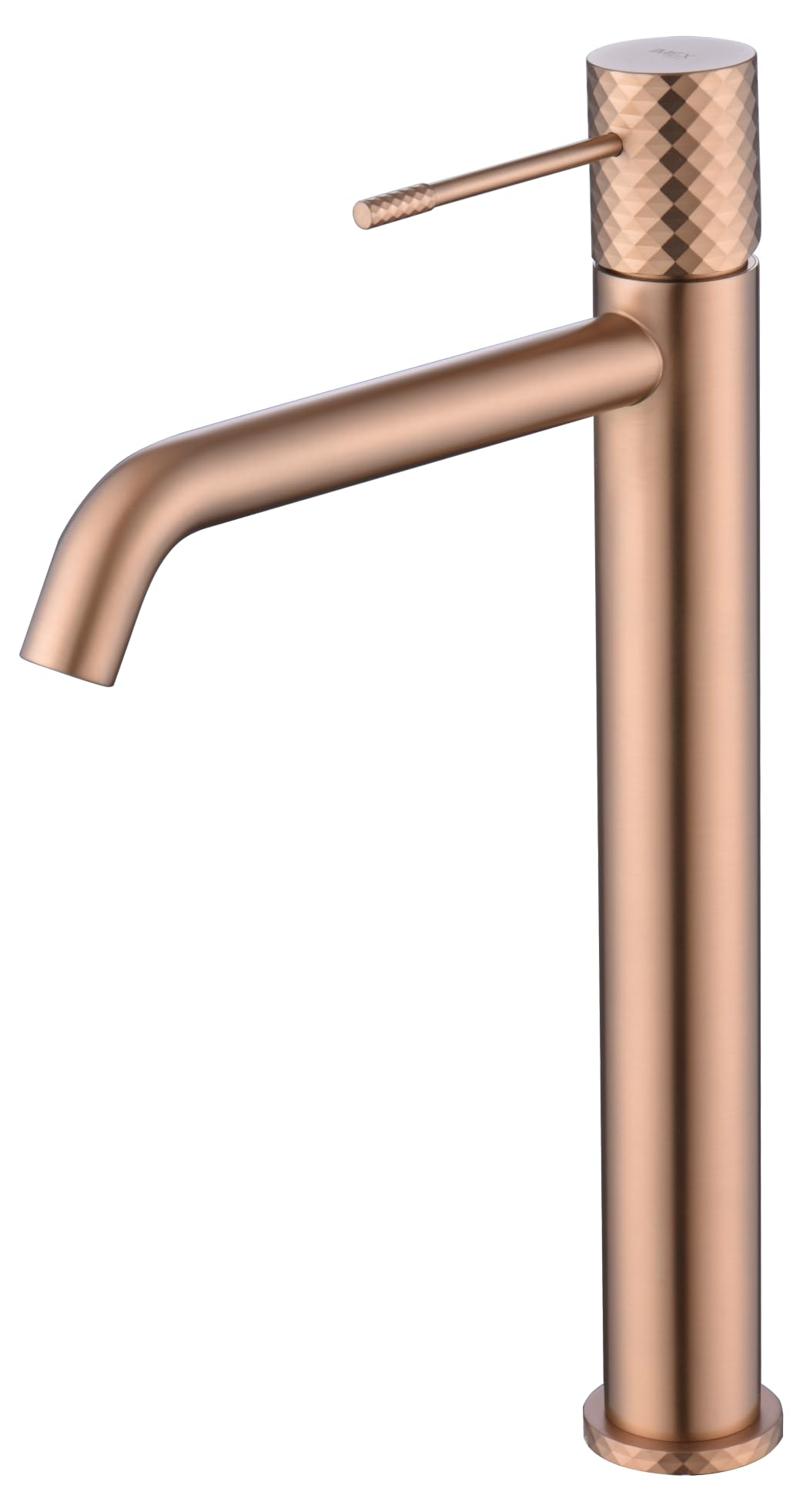 IMEX - Robinet Lavabo Or Rose Bec Haut | Robinet Salle de Bain Mitigeur Eau Froide et Chaude | Robinetterie Monocommande Effet Cascade avec Bec en Laiton et Économie D'Eau | Série Gênes