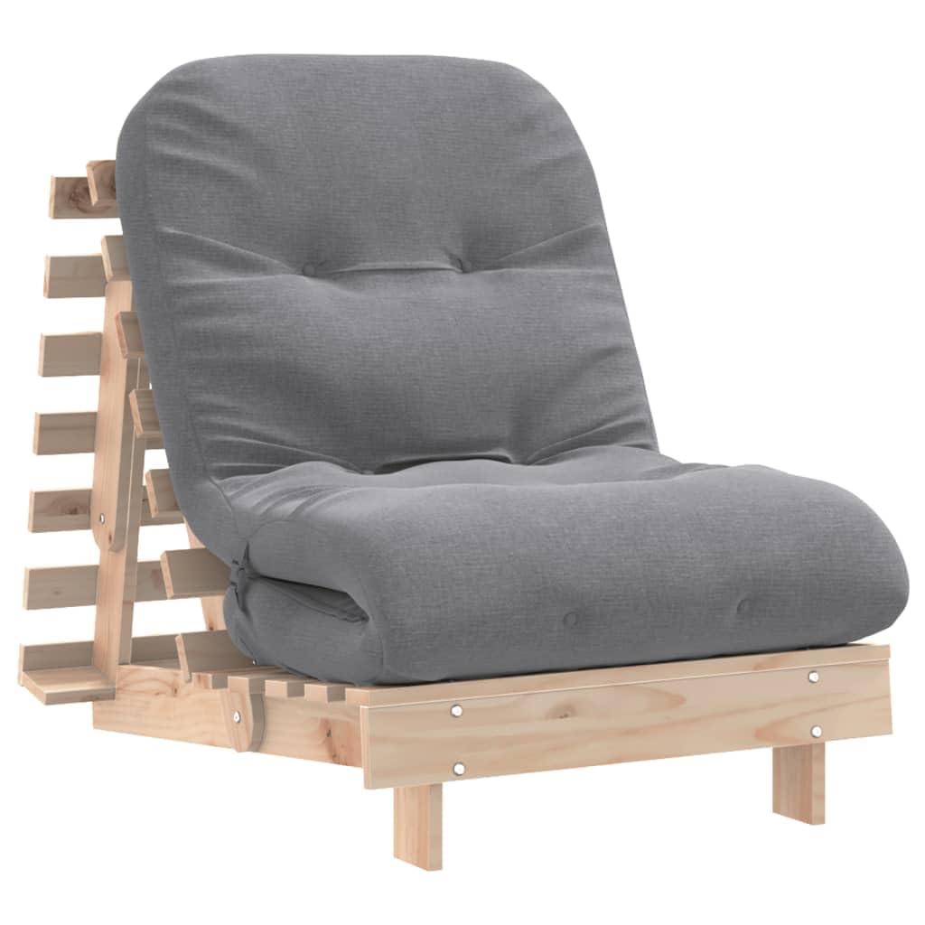 VidaXL Canapé-lit Futon Avec Matelas 70x206x11 cm en Bois Massif de Pin - Style Japonais