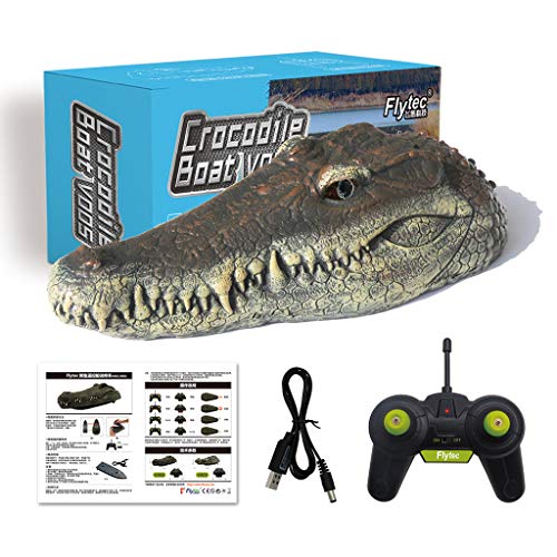 BBTshop Remote Control Crocodile Head Floating RC Boat, 2.4G Remote Control Electric Racing Boat with Simulation Crocodile Head Spoof Toy, Fake Alligator Head Decoy for Pool, Pond, Garden (B)