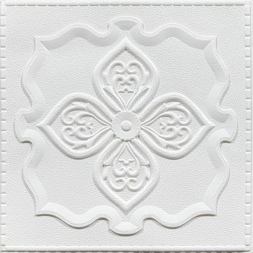 Elffloor Ceiling Tiles Self-Adhesive Peel and Stick Ceiling Sticker 13.8 in×13.8 in Pack of 16pcs, Covering 21 sq.ft,3D Wall Panels for Home Decorations,Interior Wall Decorations