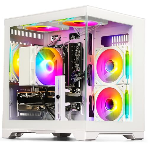 Image of Gaming PC Desktop Computer - Ryzen 5 4500, Radeon RX 6500XT 4GB, 16GB DDR4 RAM, 512GB NVME SSD, Prebuilt Tower for 1080P Gaming, Streaming, School & Home Office (White)