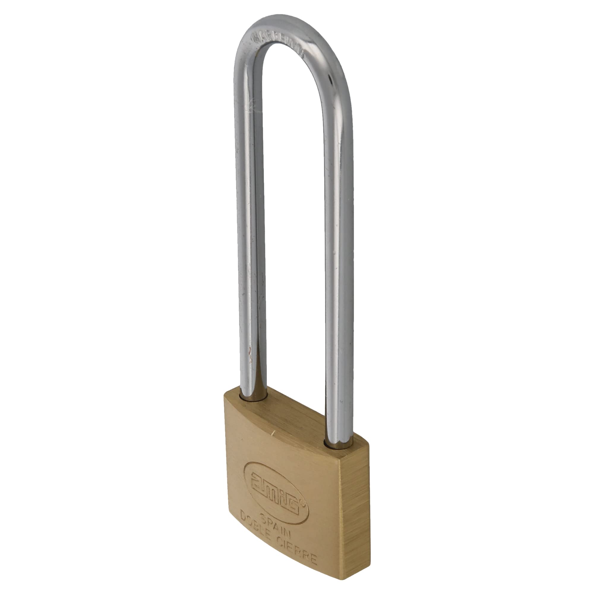 Amig - Candado de seguridad - Incluye 2 llaves - Arco extra largo - Latón y arco de Acero tratado - Para taquillas de gimnasio, puertas, armarios, maletas, mochilas - Doble cierre - Ancho: 40 mm