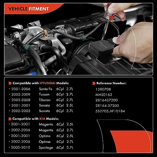 A-Premium Mass Air Flow Sensor Assembly [3 Pins, 6Cyl] MAF Compatible with Hyundai Sonata 2001-2005, Santa Fe 2001-2006, Tucson 2005-2009, Tiburon 2003-2008 & Kia Optima 2001-2006, # 28164-37200 by A-Premium - Image 2