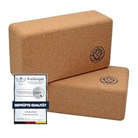 2 x Yoga Block VonBueren | Yogablöcke aus Kork | 22 x 12 x 7,5 cm je Yogablock | Yogazubehör für Damen und Herren | Hatha Klotz | Yogaklötze