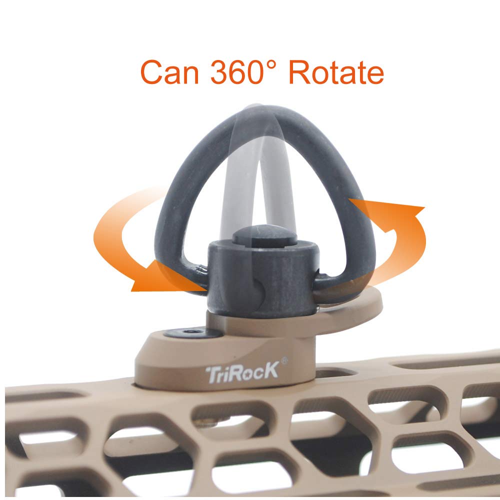 TRIROCK Sling Swivel Heart-Shape Loop with FDE color Push Button QD Base & Sling Mount with a Hole for Snap Clip Hook Spring