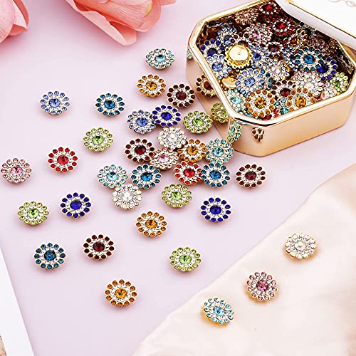 Pagow 14Mm 100Pcs Flower Shape Claw Cup Sew On Rhinestone Button, Crystal Glass Beads Buttons For Jewelry Making,Furniture,Earring,Garment,Apparel,Belt And Shoes (10 Colors, 0.5Inch)Thick 0.2 Inch #TOP4