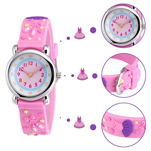 Image of Jewtme Kids Time Teacher Watches 3D Cute Cartoon Silicone Children Toddler Butterfly Wrist Watches for Ages 3-10 Boys Girls Little Child
