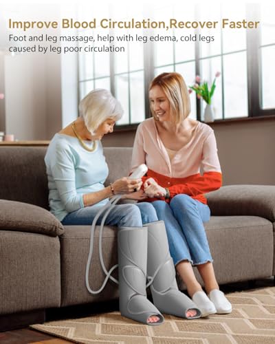 Image of FIT KING Air Compression Leg Massager, Pneumatic Compression Boots for Circulation & Pain Relief, Swelling, Edema, RLS - Foot and Calf Massager Gift for Mom Wife