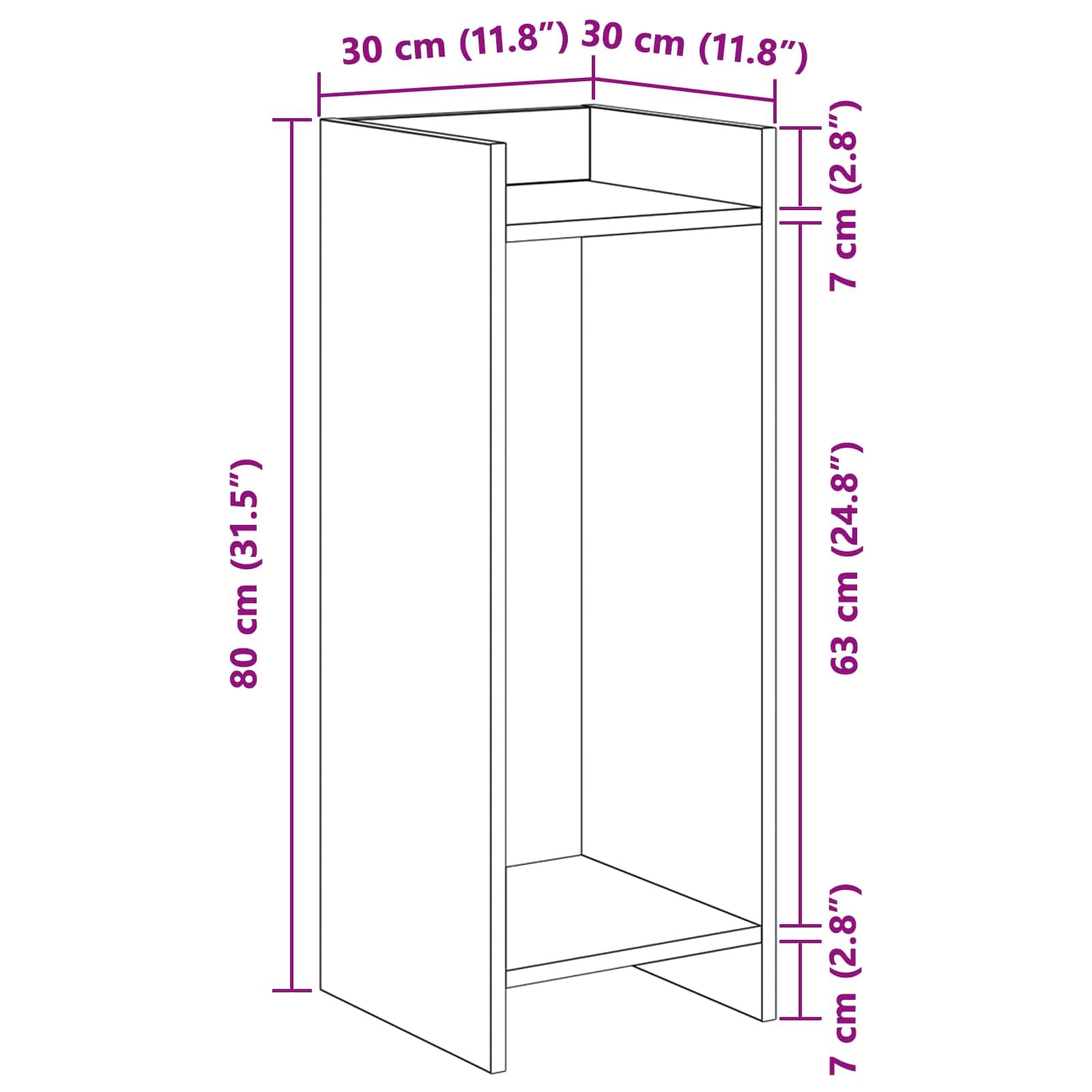 Vertikaler Pflanzenständer, 80 cm, mit Regal, Innenständer aus technischem Holz, rauchige Eiche, platzsparendes Design für Wohnzimmer