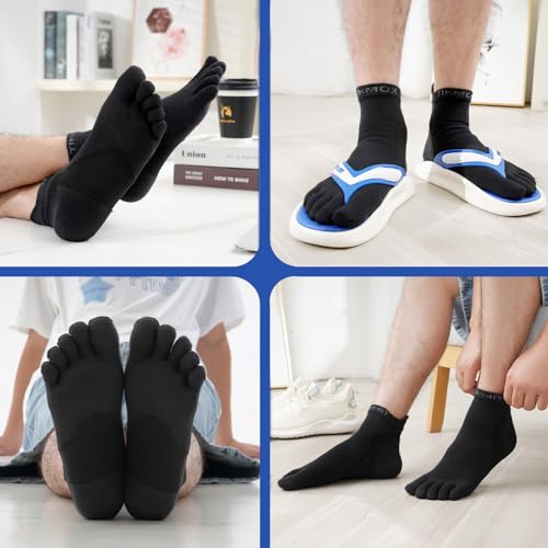 Athletic Toe Socks, Five Finger Ankle Socks for Men/Women, CoolMax Moisture-Wicking, Arch Support, Cushioned & Elastic, High Performance3