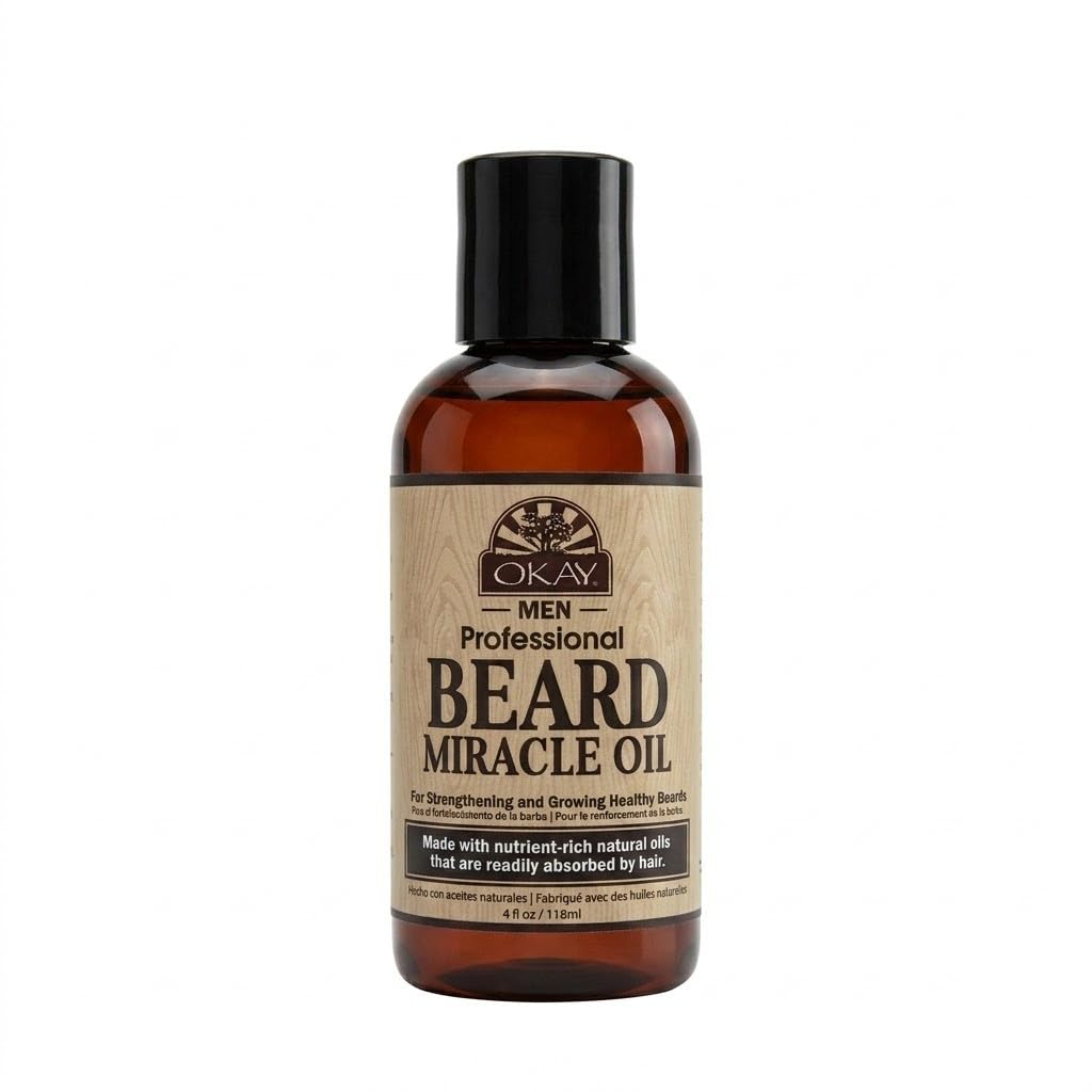 OKAY Men Beard Miracle Oil 4oz – Beard Softener & Moisturizer, Hydrating Beard Oil for Men, Reduces Itch & Beard Dandruff, Lightweight Non-Greasy Formula, Sulfate Paraben Silicone-Free