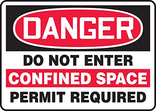 Panneau de danger Accu-Shield Confined Space Permit Required 10x14 pouces