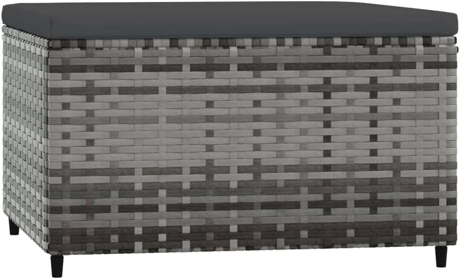 vidaXL Patio Footrests with Cushions 2 pcs - Gray Poly Rattan - Weather Resistant Outdoor Furniture - Sturdy Powder-Coated Steel Frame - Modular Design for Versatile Configurations