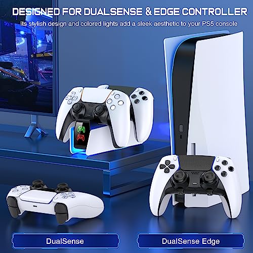 Image of P5 Controller Charger Station for PlayStation 5 Dualsense with LED Light Dual Stand Charger Dock, PS5 Charging Station Accessories for PlayStation 5 DualSense Edge-White and Black