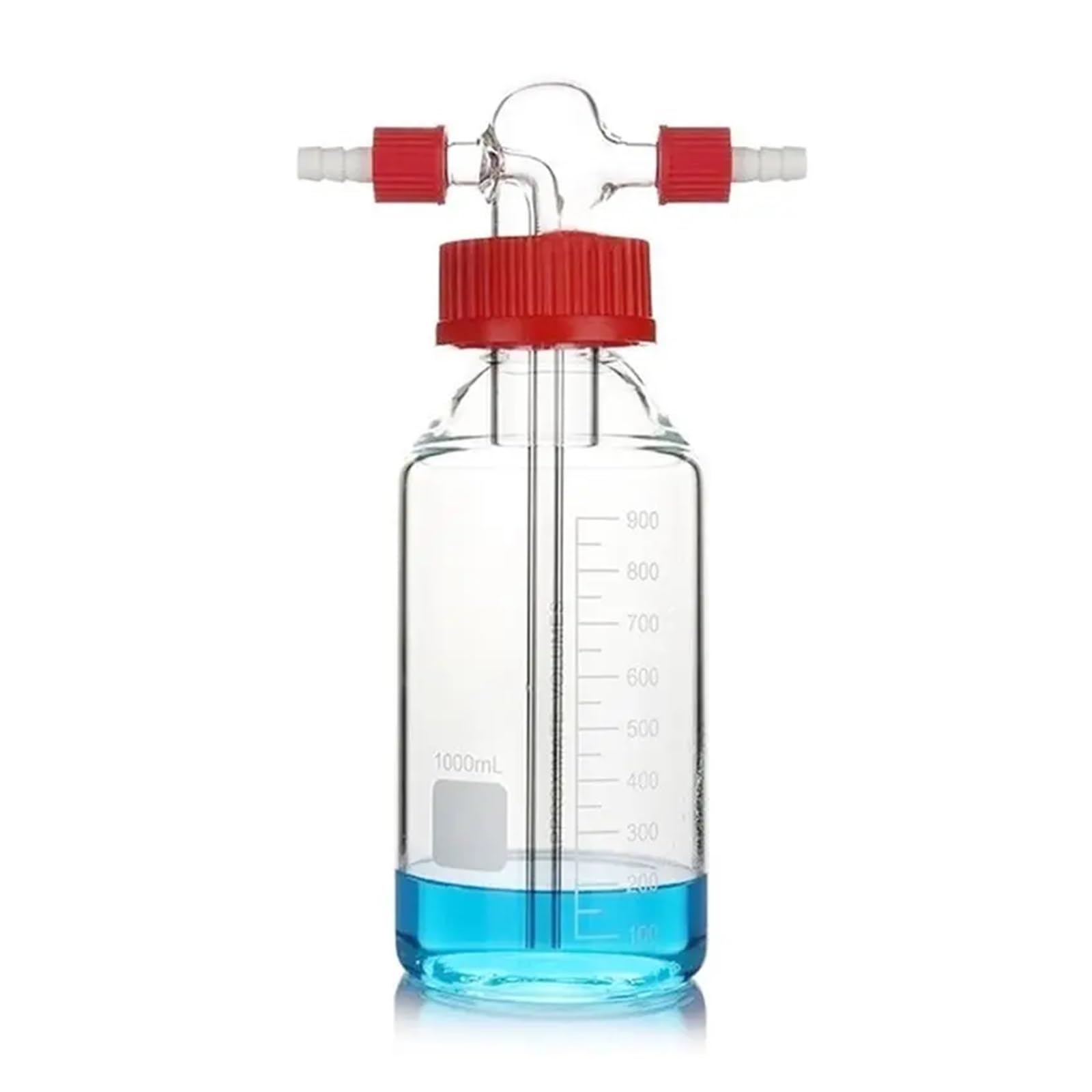 Gaswaschflasche GL45, Schraubverschluss, hohe Borosilikatglas-Laborwaschpuffer-PP-Kappen, versiegelte Flasche(Clear 1000ml)