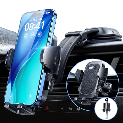 YRU 2025 Best【Rotate 90+LBS Safest Strongest Suction】 Ultimate Car Phone Holder Mount【Military-Grade & All Patent Safety Certs】 Dashboard Windshield for iPhone 17 Pro Max 16 15 14 Samsung, Black