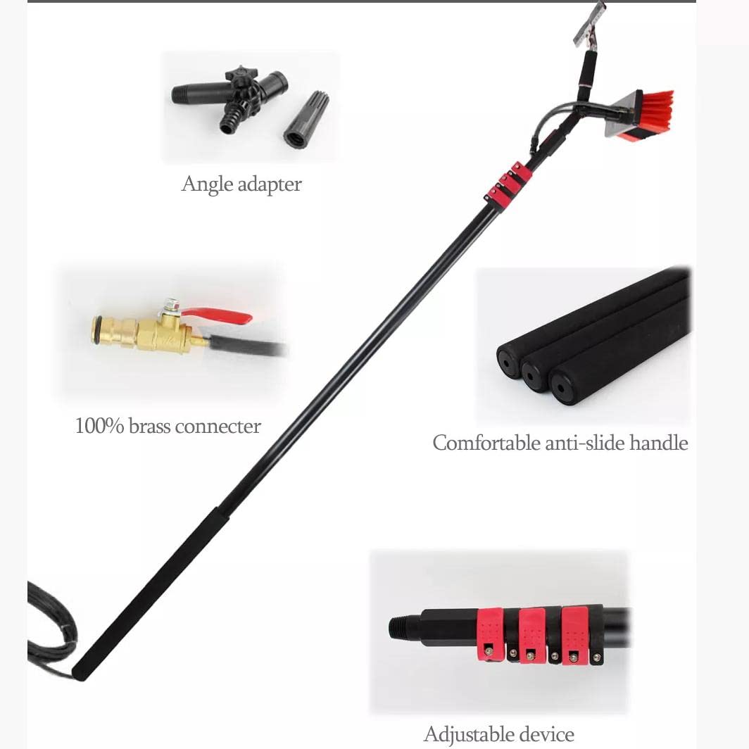 Mango Extensible con rasqueta y Limpiador de Ventanas, Mango telescópico para Limpieza de Ventanas, Herramientas de Limpieza de Cristales para Ventanas Altas Interiores/Exteriores, 7,2 m/23,