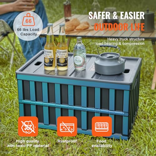 VEVOR 3er-Set 65L Profi Klappbox aus PP Transportbox mit Deckel Faltbarer Aufbewahrungsbox mit Handgriff Stapelbare Kisten Storage Box Faltboxen Stapelboxen für Aufbewahrung & Transport