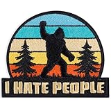 I Hate People,Bigfoot Sasquatch Morale Patch - 3 x 2.5 Inch Embroidered Hook and Loop Patch for Hats, Backpack, Jackets, Dog Vest，Patch Wall, and More- 1 Pc