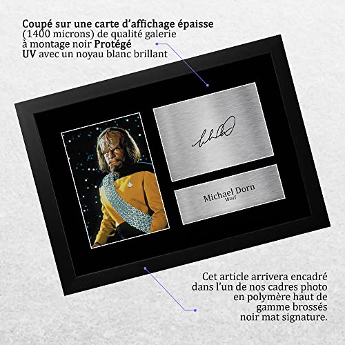 Autographe Michael Dorn Star Trek portrait Worf imprimé sous cadre A4