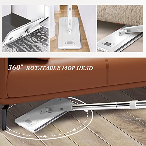 Hevol Flat Floor Mop And Bucket Set, Mop And Bucket With Wringer Set, 10 Washable Microfiber Mop Pads Included, Wet And Dry Use, Household Mop And Bucket For Floor Cleaning #TOP3