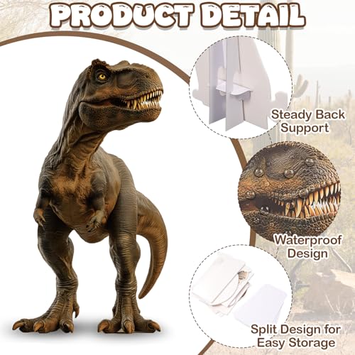 Image of Qunclay 4 Pack Jungle Animals Cardboard Cutout Safari Party Decoration Life Size Dinosaur Lion Tiger Leopard Photo Booth Prop Stand up Display Party Decor for Zoo Wildlife Birthday