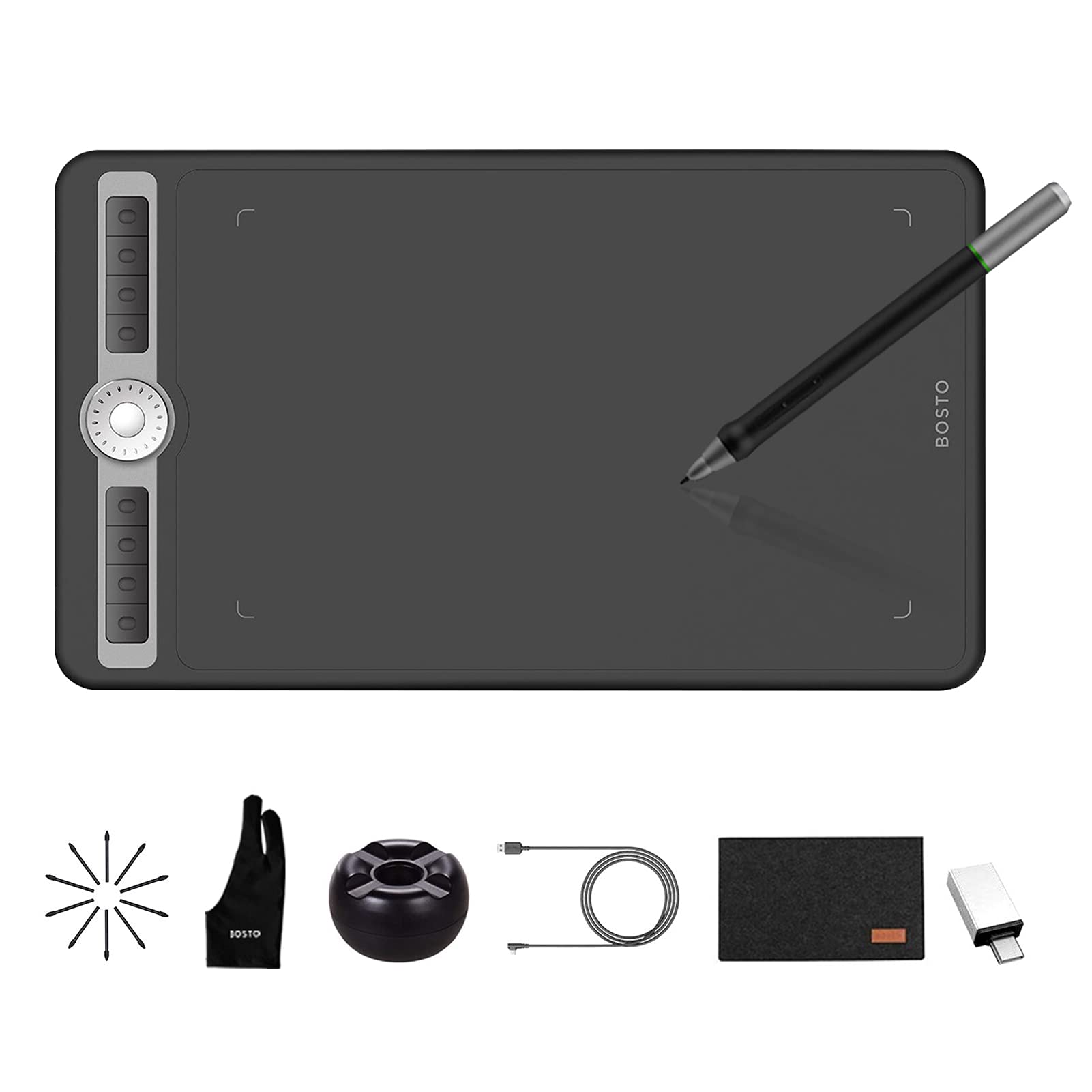 Karlak BOSTO T1060 Profesjonalny Tablet Graficzny 10 X 6 Cali z 8192 Poziomami Ciśnienia Pióro Bez Baterii do Projektowania Nauczania Kursu Online